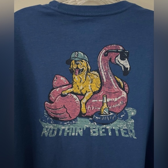 EUC Men’s IZOD Saltwater Blue Short Sleeve Tee w/Dog in Pool Graphic; Size XXL - Picture 4 of 8